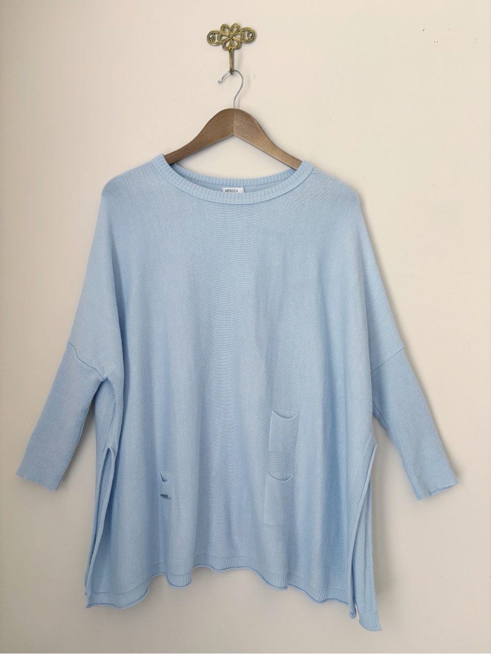 Mersea Sky Blue The Catalina Travel Sweater Oversized One Size Coastal Summer